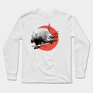 Sunset Samurai Grey Parrot Warrior Long Sleeve T-Shirt
